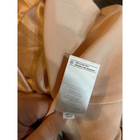 Vince Women’s Relaxed Band Collar Satin Button Up Shirt Size 3X NWT Peach Opal - Picture 8 of 8